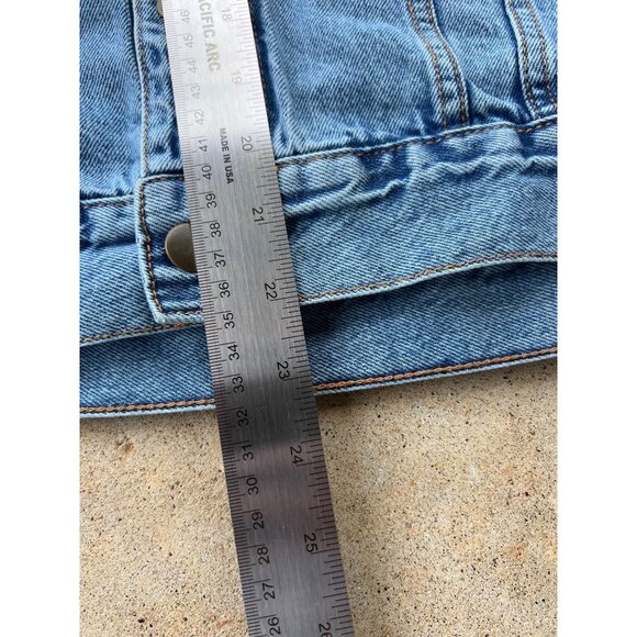 AC/DC Men’s Blue Button Up Denim Trucker Patch Jean Jacket Size Small U3 - Picture 5 of 6